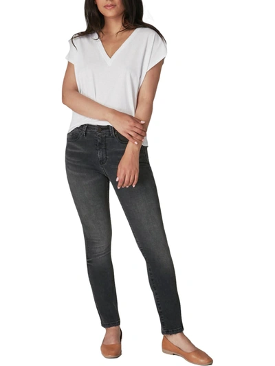 Lola Jeans Kate Womens High Rise Distressed Straight Leg Jeans In Grey