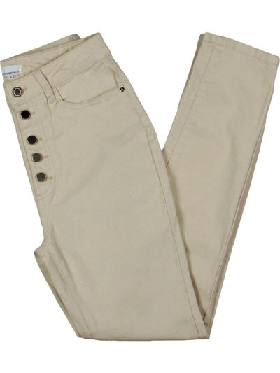 Weworewhat The Danielle Womens High Rise Button Fly Straight Leg Jeans In Beige
