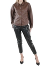 STEVE MADDEN WOMENS FAUX LEATHER SNAP FRONT SHIRT JACKET