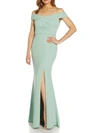Adrianna Papell Womens Off-the-shoulder Maxi Evening Dress In Green