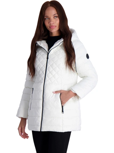 Steve Madden Cozy Lined Glacier Shield Womens Cozy Quilted Glacier Shield Coat In White