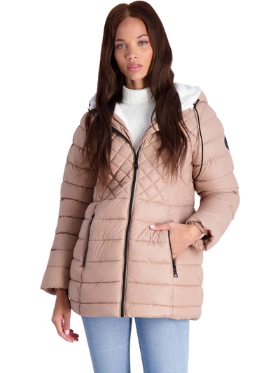 Steve Madden Cozy Lined Glacier Shield Womens Cozy Quilted Glacier Shield Coat In Beige