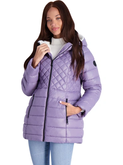 Steve Madden Cozy Lined Glacier Shield Womens Cozy Quilted Glacier Shield Coat In Purple