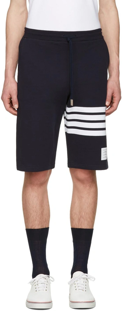 Thom Browne Engineered 4-bar Jersey Track Shorts In Navy