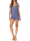 LOST + WANDER SAIL AWAY WOMENS BUTTON FRONT V-NECK ROMPER