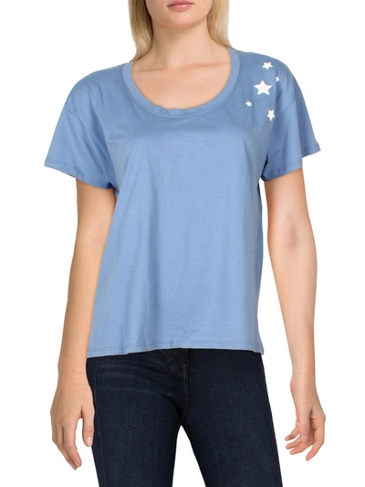 Knit Riot Womens Scoop Neck Knit T-shirt In Blue