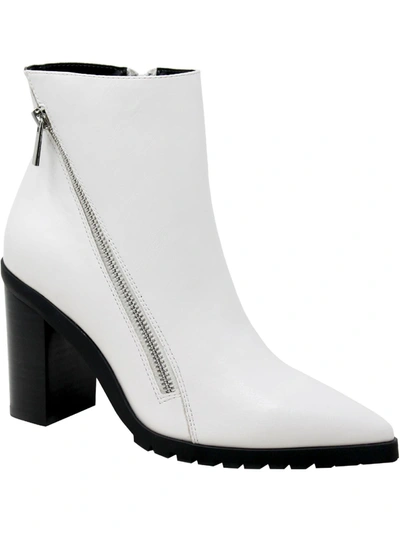 Charles By Charles David Dominate Womens Faux Leather Pointed Toe Ankle Boots In White