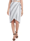 Bcbgmaxazria Womens Linen Blend Striped Midi Skirt In Silver