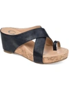 Journee Collection Rayna Womens Faux Leather Slip On Wedge Sandals In Blue