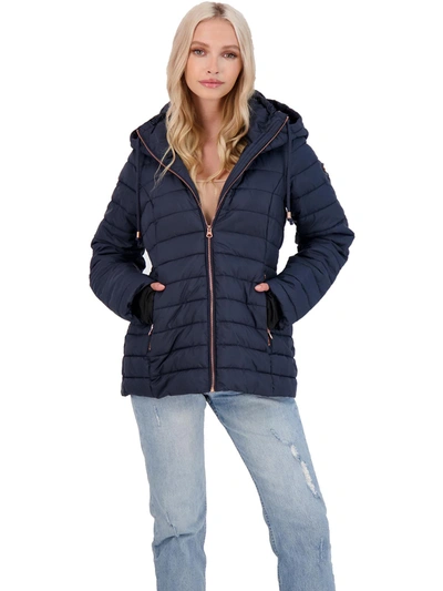 Jessica Simpson Womens Quilted Packable Puffer Coat In Blue