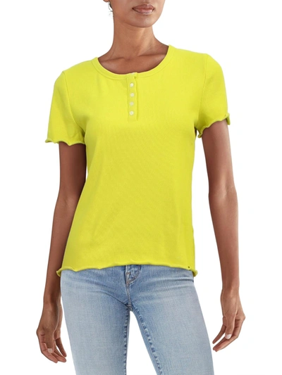 Riley & Rae Womens Knit Ribbed Blouse In Yellow