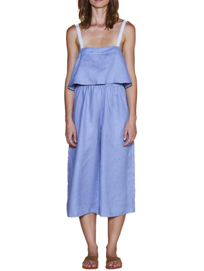 Sancia Lasson Womens Linen Cut-out Jumpsuit In Blue