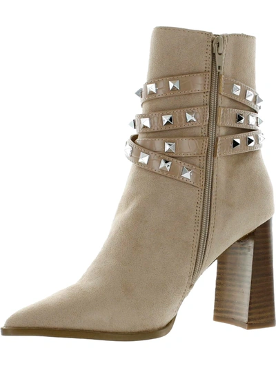 Steve Madden Scandal Womens Faux Suede Studded Booties In Grey