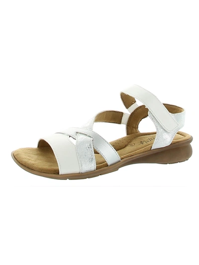 Natural Soul Jordana Womens Faux Leather Strappy Wedge Sandals In White