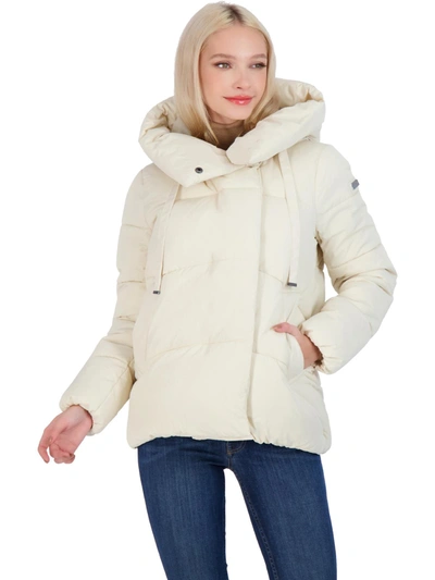 Bcbgmaxazria Envelope Puffer Womens Oversized Hood Eco-friendly Puffer Jacket In Beige