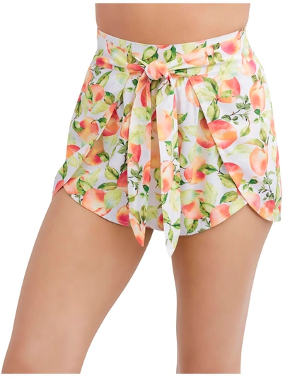 Bcbgeneration Mila Womens Printed High Waist Casual Shorts In Pink