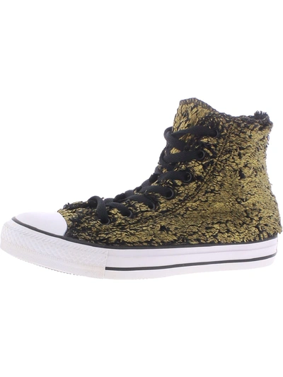 Converse Chuck Taylor Hi Womens Faux Fur High Top Casual And Fashion Sneakers In Green