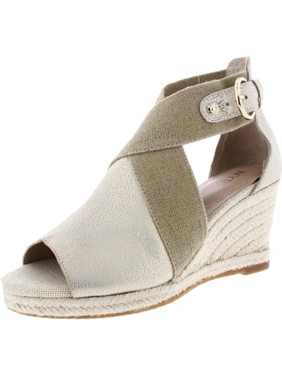 Nydj Charisma Womens Leather Ankle Strap Espadrilles In Beige