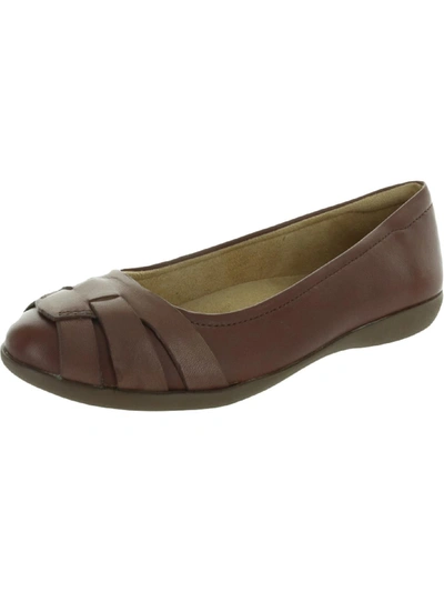 Naturalizer Freeport Womens Leather Cushioned Footbed Flats In Brown