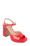 Journee Collection Ziarre Patent Block Heel Sandal In Red