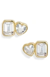 SHYMI FANCY 2-STONE BEZEL STUD EARRINGS