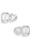 SHYMI FANCY 2-STONE BEZEL STUD EARRINGS