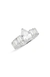 Shymi Pear & Emerald Cut Cubic Zirconia Eternity Ring In Silver/ White