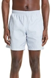 Alexander Mcqueen Men's Skull Dots Swim Shorts In Sky Blue/ Light Grey