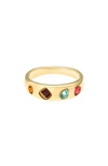 Ettika Rainbow Crystal Band Ring In Gold