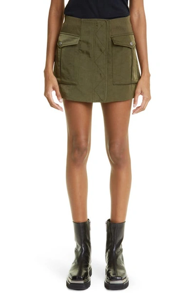 Dion Lee Nylon Twill Cargo Bomber Mini Skirt In Green