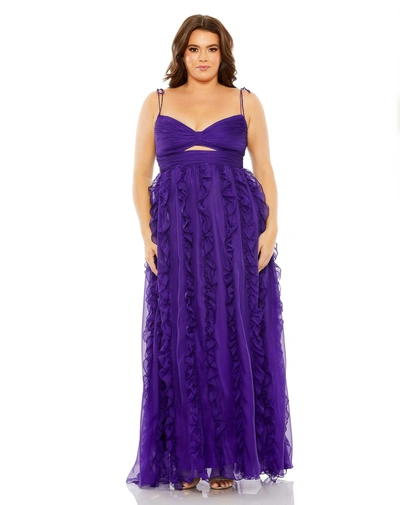 Mac Duggal Keyhole Detail Chiffon Sleeveless Gown In Ultra Violet