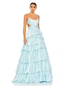 Mac Ruffle Tiered Cut Out Sleeveless Ballgown In Powder Blue