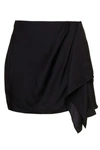 GAUGE81 'ANJO' BLACK MINISKIRT WITH DRAMATIC SIDE DRAPING DETAIL IN SILK WOMAN GAUGE81