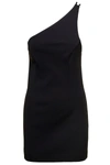 GAUGE81 'COLORADO' ONE SHOULDER MINI BLACK DRESS IN VISCOSE BLEND WOMAN GAUGE81