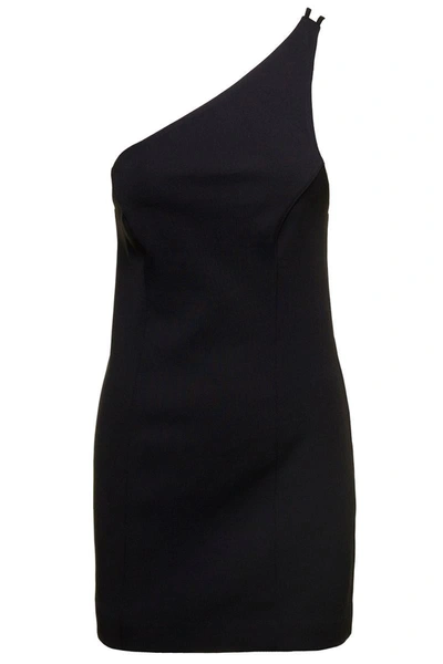 Gauge81 'colorado' One Shoulder Mini Black Dress In Viscose Blend Woman