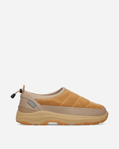 Suicoke Thisisneverthat® Shell-trimmed Quilted Suede Slip-on Sneakers In Beige