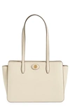 Tory Burch Small Robinson Pebble Leather Tote In New Cream