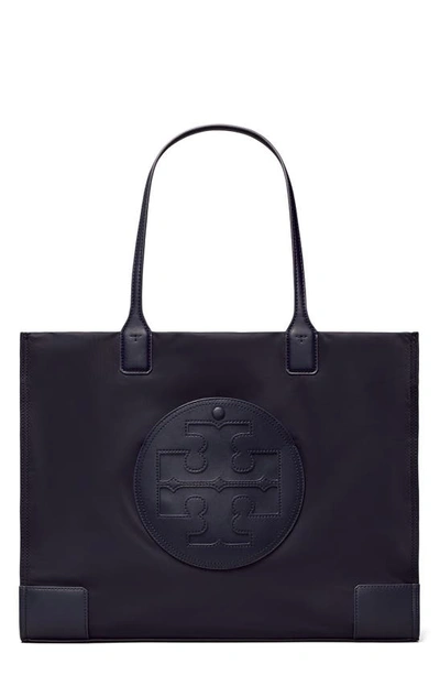 Tory Burch Ella Logo Recycled Nylon Tote Bag In Tory Navy