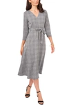 Chaus Houndstooth Plaid Jacquard Midi Dress In Black/ White