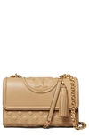 Tory Burch Fleming Leather Convertible Shoulder Bag In Beige