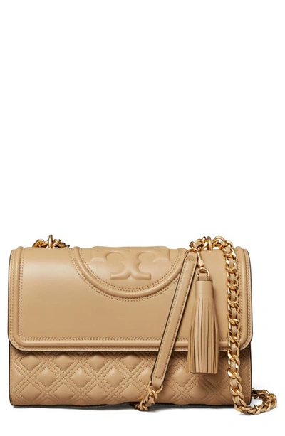 Tory Burch Fleming Leather Convertible Shoulder Bag In Cream