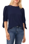 Cece Tie Sleeve High-low Blouse In Navy Blue Jay