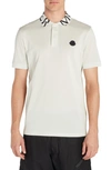 Moncler Men's Shiny Logo-collar Polo Shirt In Ice