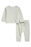 Nordstrom Babies' Fleece Sweatshirt & Pants Set In Green Hush Scribble Dots