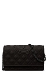 Tory Burch Fleming Matte Wallet On A Chain In Black