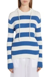 MONCLER STRIPE COTTON HOODED SWEATER