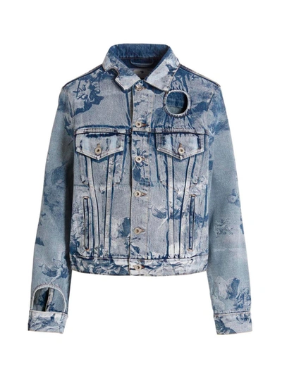 Off-white Cut-out Denim Jacket In Blue
