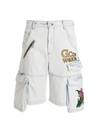 Gcds Light Blue Embroidered Ultracargo Shorts In Light Blue