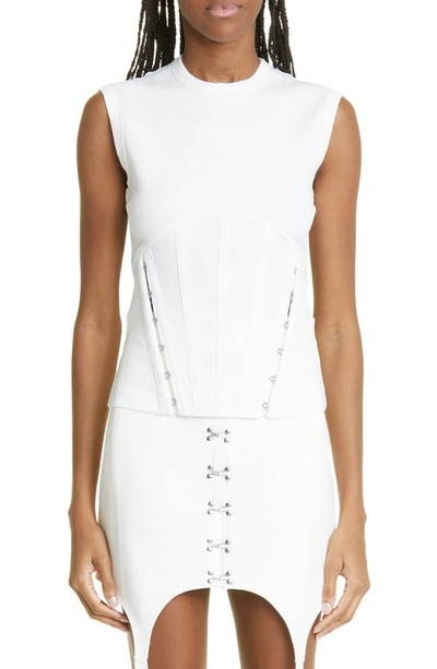 Dion Lee White Split Hem Corset Tank Top In Ivory