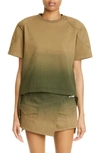 DION LEE SUNFADE GRADIENT PADDED COTTON JERSEY T-SHIRT